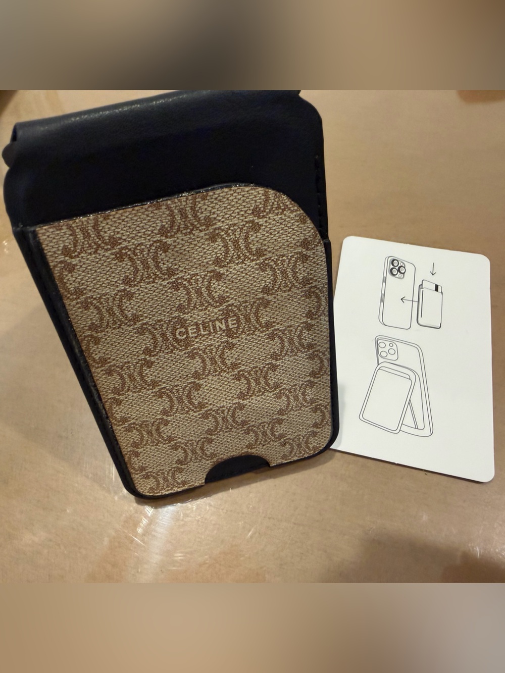 UPCYCLED CELINE Black Card Phone Wallet Magnetic